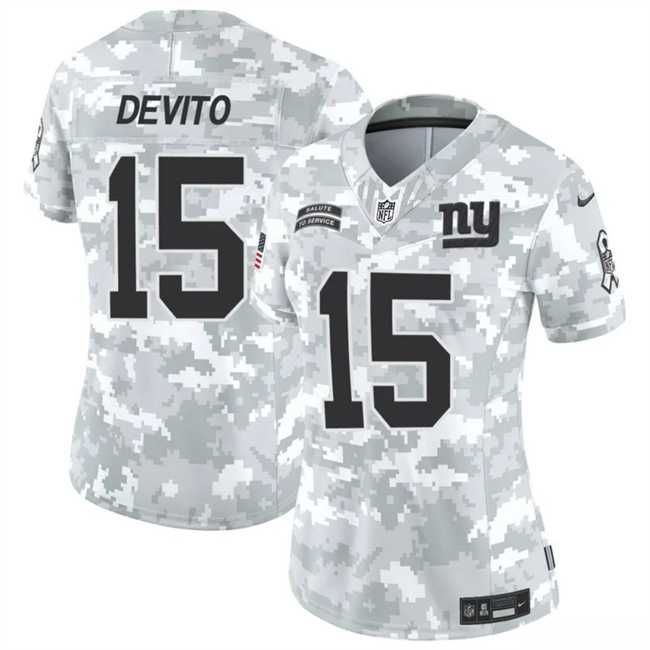 Womens New York Giants #15 Tommy DeVito 2024 F.U.S.E Arctic Camo Salute To Service Limited Stitched Jersey Dzhi